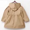 Lente Nieuwe Kinderkleding Herfst Meisje Prinses Jas Effen Kleur Medium Lange Single Breasted Trench Kids Meisjes Baby Bovenkleding