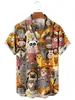 Camisas casuais masculinas Camisa masculina Jack-O-Lantern Skull Print 3D para Men Street Party Short Hawaiian Top