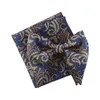 Linbaiway mode grote bogen zakdoek set voor mannen formeel pak bruiloft paisley bow tie pocket squy custom j220816