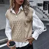 Kadın Sweaters Fashion Breppy Style Sleeless Seater Sweater Zarif Seksi Örgü Tank Top V-Gell Vintage Pure Renk All Match