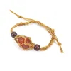 Braccialetti con ciondoli intrecciati fatti a mano in pietra di cristallo naturale irregolare Accessori moda per gioielli in corda di perline regolabili