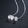 Choker Korean Silver Color Cube Box Beads Halsband Hängen Långkedjeuttalande Halsband för kvinnor Kolye krage