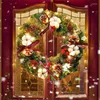Fiori decorativi Decorazione natalizia Ghirlanda Xmsa artificiale Appeso a parete Porta Ghirlande Pendenti Ornamento Decorazioni per la casa Merry Navidad 2023