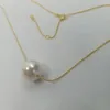 Chains Pearl Necklace With 925 Silver Flash Chain Gold Plating 12mm Shell Collarbone 16 Inches For Weman