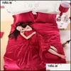 Sängkläder sätter 100 rent satin siden sängkläder set hem textil king size säng sängkläder duvet er platta lakan kuddväskor grossist y200111 dhjt6