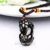Hänge halsband vackra naturliga guld obsidian snidade handgjorda kinesiska pixiu lyckliga amulet gratis pärlor halsband fina smycken