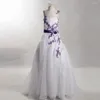 Vestidos de menina FG19 Fotos reais Yiaibridal Apliques roxos Branco Organza A Linha Vestido de Noiva para Crianças