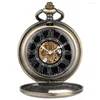 Pocket Watches Vintage Bronze Wings Half Mechanical Watch Gold Skeleton Hand Winding Pendant Clock Retro Gifts