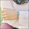 Bolegle Bangle Trendy Creative Design Inkrustowany turkusowy kolorowy metalowy bransoletka urok moda Wymagania Wykwintna biżuteria do Herbangle Dhxkr