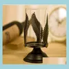 Outra decora￧￣o de casa Casa Criativa resina rom￢ntica decora￧￣o European estilo ex￳tico Retro Iron Candlestick / Seat Black Drop Delivery 2022 DHNX9