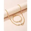 Necklace Earrings Set Selead Design Gold Plated Rope Chain Bracelet Bead Ladies Jewelry Fashion Exquisite Gifts For Mother