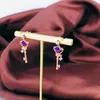Stud Earrings LAMOON Crown Key Earring 6x4mm 0.4ct Natural Teardrop Amethyst 925 Sterling Silver Jewelry S925 LMEI045