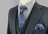 Ensemble de cravate bleu vert pour hommes cravate avec mouchoir carré de poche rose luxe rayé cadeau de mariage invité de Noël points solides J220816