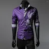 Men's Dress Shirts Cool Top Clothes Chinese Style Male Cardigan Turn-down Collar Autumn Shirt For Stage Show