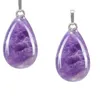 Natural Amethyst Pendant Necklace Women Waterdrop Natural Stone Chain Halsband