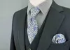 클래식 한 남자 넥타이 포켓 스퀘어 세트 블루 페이즐리 럭셔리 스트라이프 웨딩 게스트 선물 크리스마스 그레이 J220816