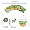 축제 용품 정글 테마 케이크 토퍼 만화 동물 케이크 포장지 코끼리 원숭이 펠트 트리 컵 케이크 생일 파티