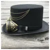 Berets 2022 Unisexe Men Femmes rétro Retro Handmade Steampunk Top Hat avec des lunettes de vitesses Stage Magic Party Cosplay Taille 57cm