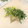 Dekorative Blumen, 27 cm, künstliche tropische Pflanzen, kleiner Bonsai-Baumzweig, künstliches Laub aus Kunststoff