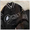 Kvinnorjackor Kvinnor Baseball Uniform Jacket Korean Kpop Chic Vintage Embroidered Letter Women o-hals dragkedja Löst sport