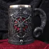 Muggar Retro Viking Beer Kaffekoppar 3D Gothic Goblet Iron Throne Tankard Rostfritt stål Harts Vinglas Mugg Bar Dekoration Present