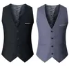 Abiti da uomo Blazer Nero Grigio Gilet blu scuro Gilet adesivo aderente Gilet Homme Giacca da lavoro formale senza maniche