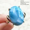 Cluster Rings Azul Natural Larimar Gemstone Anel Ajustável Conta de Prata Esterlina 925 Padrão de Água Jóias Oval Feminino MasculinoAAAAAA