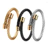 Bracelet Anti-décoloration fil d'acier inoxydable or tête ronde bracelets pour femmes bal fête spectacle bijoux accessoires cadeaux HR0036