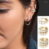Hoop Earrings Diamante C-shaped No Piercing Rhinestone Multi-layer Clip Earring Po