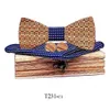 Linbaiway lyxig trä båge slips handduk manschettknappar set mens trä bowtie för brudgum festband rökare tillbehör j220816