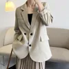 女性のスーツブラックスーツジャケットの女性春と秋のドロップソリッドカラーゆるいプロフィール韓国ファッション2022服