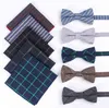 Hommes Cravate Coton Bowtie Pocket Square Set Hommes Accessoires Affaires Cadeaux De Mariage Mouchoir Noir Papillon Cravate Ensemble Papillon Cravate J220816