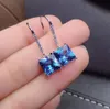 Stud Fashion Grace 8 8m Pillow Square Natural Blue Topaz Drop Earrings 925 Silver Natural Gemstone Women Party Gift Jewelry 221028828951