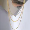 Chains Gold Multilayer Stainless Steel Snake Bone Necklace Women Three-layer Flat Clavicle Chain Party Herringbone Jewelry
