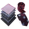 Fashion 75Cm Floral Paisley Men Tie Set Bule Red Solid Striped Floral Handkerchief Tie For Men Business Wedding Ties set J220816