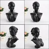 Jewelry Pouches Bags Jewelry Pouches Black Resin Mannequin Bust For Women Necklace Display Rack Pendant Earring Stand Holder Show D Dh6Qr