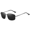 Sunglasses Agstum Spring Hinge Men Polarized Narrow Rectangle Metal Frame Driving Sun Glasses