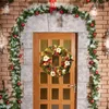 Decorative Flowers Christmas Decoration Wreath Artificial Xmsa Wall Hanging Door Garlands Pendants Ornament Home Decor Merry Navidad 2023