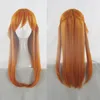 Mode nieuwe anime recht oranje lang haar krullende cosplay pruik