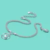 Bracelets de cheville mode femmes 925 véritable bracelet de cheville en argent Sterling mignon pendentif rond Femal pied bijoux solide 27cm taille