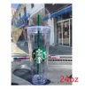 2022 Starbucks 24 once / 710 ml tazze di plastica bicchiere riutilizzabile trasparente bere fondo piatto coperchio a forma di pilastro tazze di paglia tazza Il nuovo prodotto caldo per la vendita diretta in fabbrica ABGB