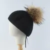 Berets dzieci prawdziwe futra pom dla dzieci dziewczyny zima dziecko ciepłe wełniane beret hat dynia francuski z pompom