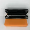 Mode kvinnor clutch plånbok pu läder plånbok enkel dragkedja plånböcker dam dam lång klassisk plånbok med orange kartong kort 60017