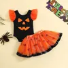 Conjuntos de roupas 0-24M 1º traje de bebê de Halloween Baby menina nascida roupas infantis conjuntos de malha de malha de abóbora