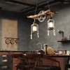 Lampes suspendues American Vintage Lustre Light Design Café Bar Restaurant Bois Verre Loft Lampe Gear Industriel Suspendu