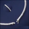 ペンダントネックレスReal 4mm with Gra 925 Sterling sier Moissanite Tennis Necklace Women Men Chain Fine Jewelry Drop Delivery 2022 N191J