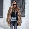 Leopardo de moda de casaco de couro feminino feminino