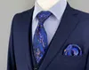 Navy Blue Set Set Sward Wedding Ties для мужчин Классические аксессуары Pocket Paisley Silk J220816