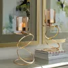 Kandelaars Noordse metalen kandelaar geometrische glazen houder Wind Lamp Winddichte stand Wedding Home Decoratie ornamenten FC481