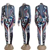 K7145 Fashion Autumn Printed Tracksuits dla damskiej kardigan z zamkiem na zamek błony śluzowej i codziennych spodni marki 2 sztuki